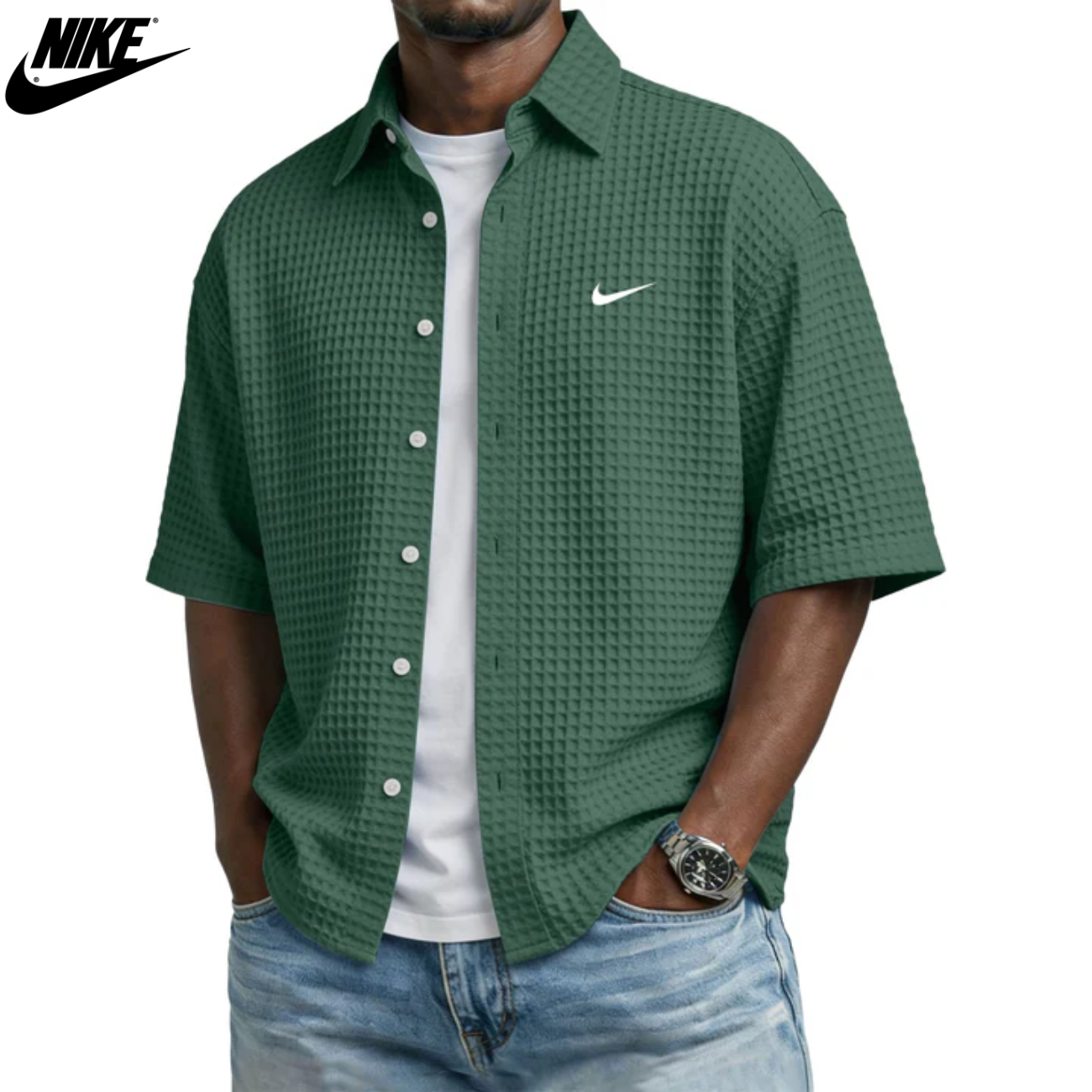 Chemise boutonnée texturée d'été