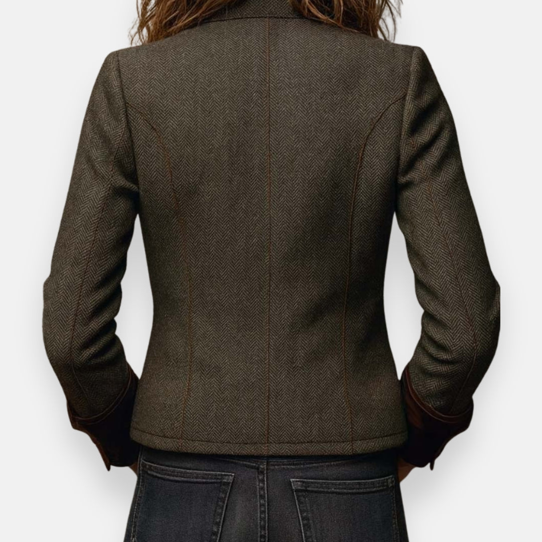 Geraldine – Veste en tweed avec détails en velours