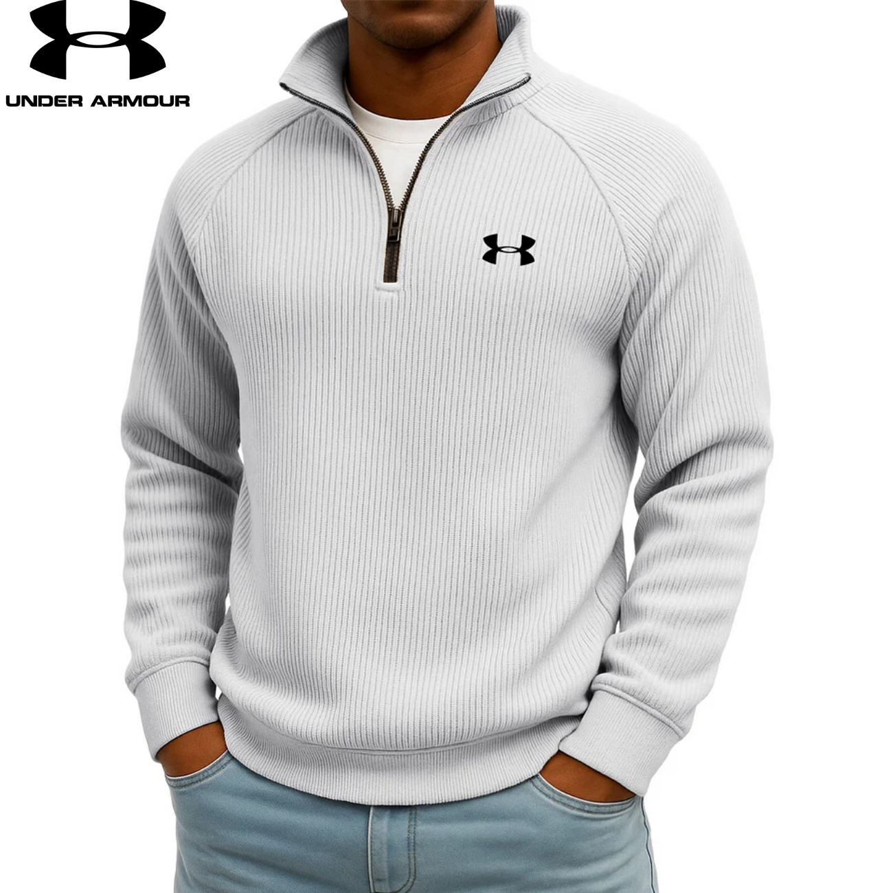 Sweat-shirt zippé quart UA™ en maille côtelée Performance