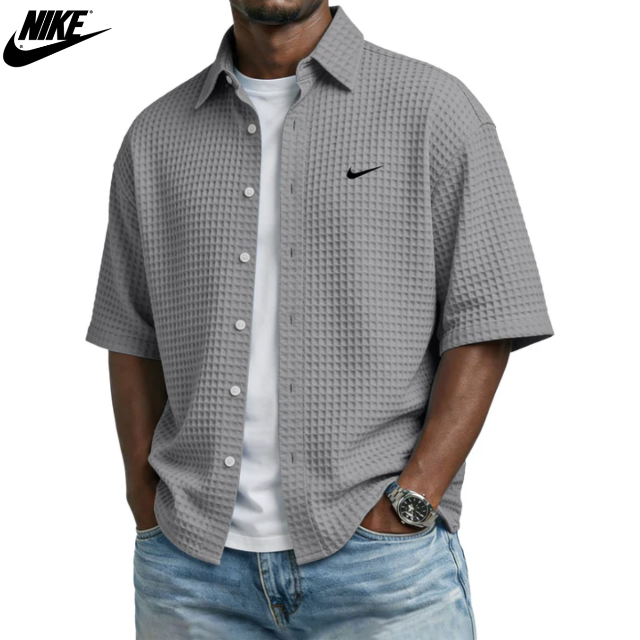 Chemise boutonnée texturée d'été