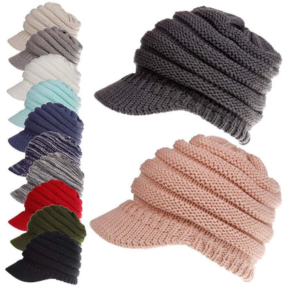 Bonnet en maille souple pour femme avec trou pour queue de cheval