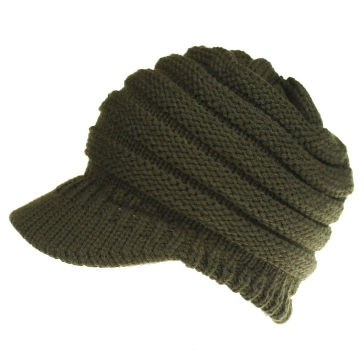 Bonnet en maille souple pour femme avec trou pour queue de cheval
