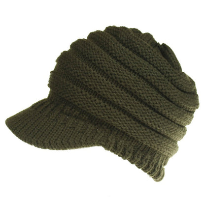 Bonnet en maille souple pour femme avec trou pour queue de cheval