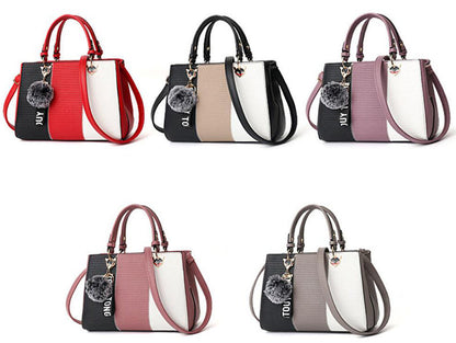 Sac à main patchwork pour femmes avec pompon