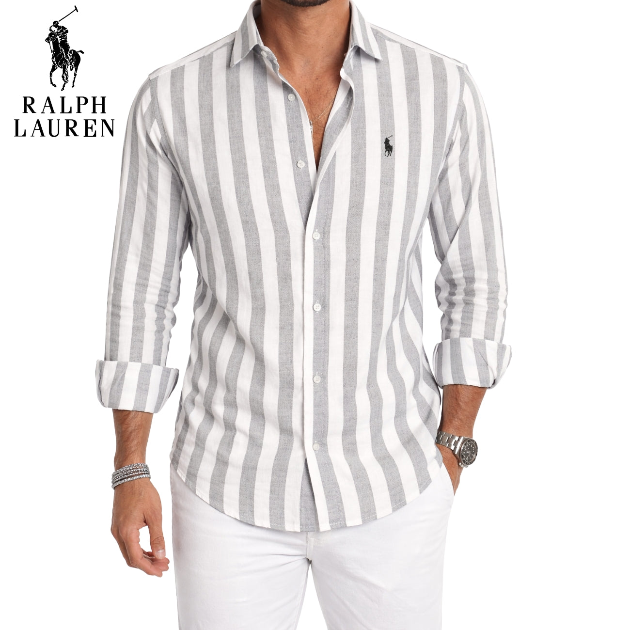 RL® - Chemise décontractée rayée de qualité supérieure