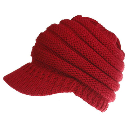 Bonnet en maille souple pour femme avec trou pour queue de cheval
