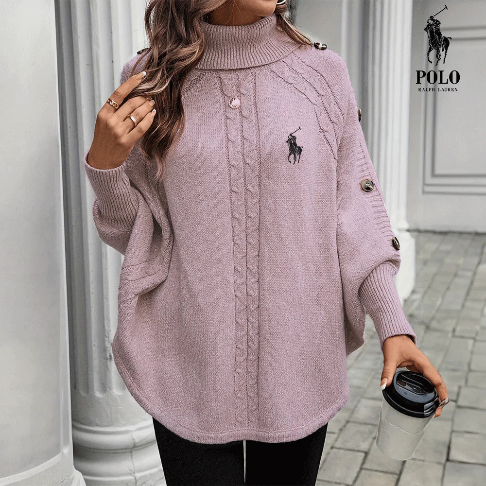 Poncho Pull Élégant en Tricot – Style Doux et Chic