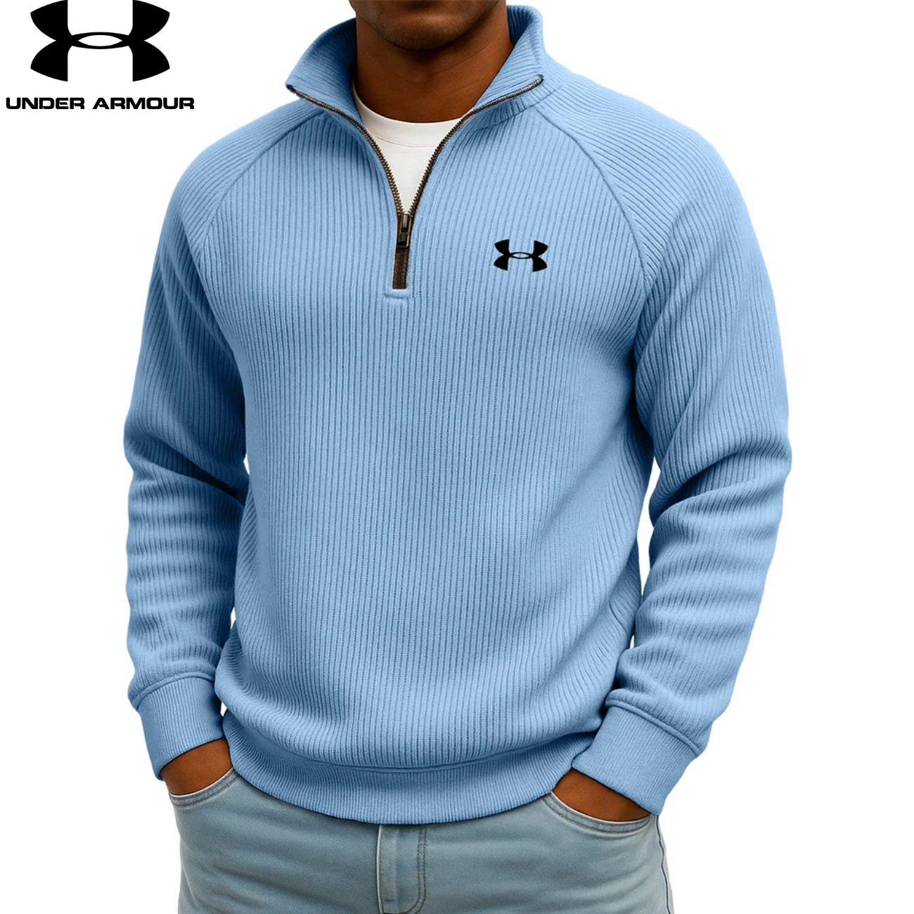Sweat-shirt zippé quart UA™ en maille côtelée Performance