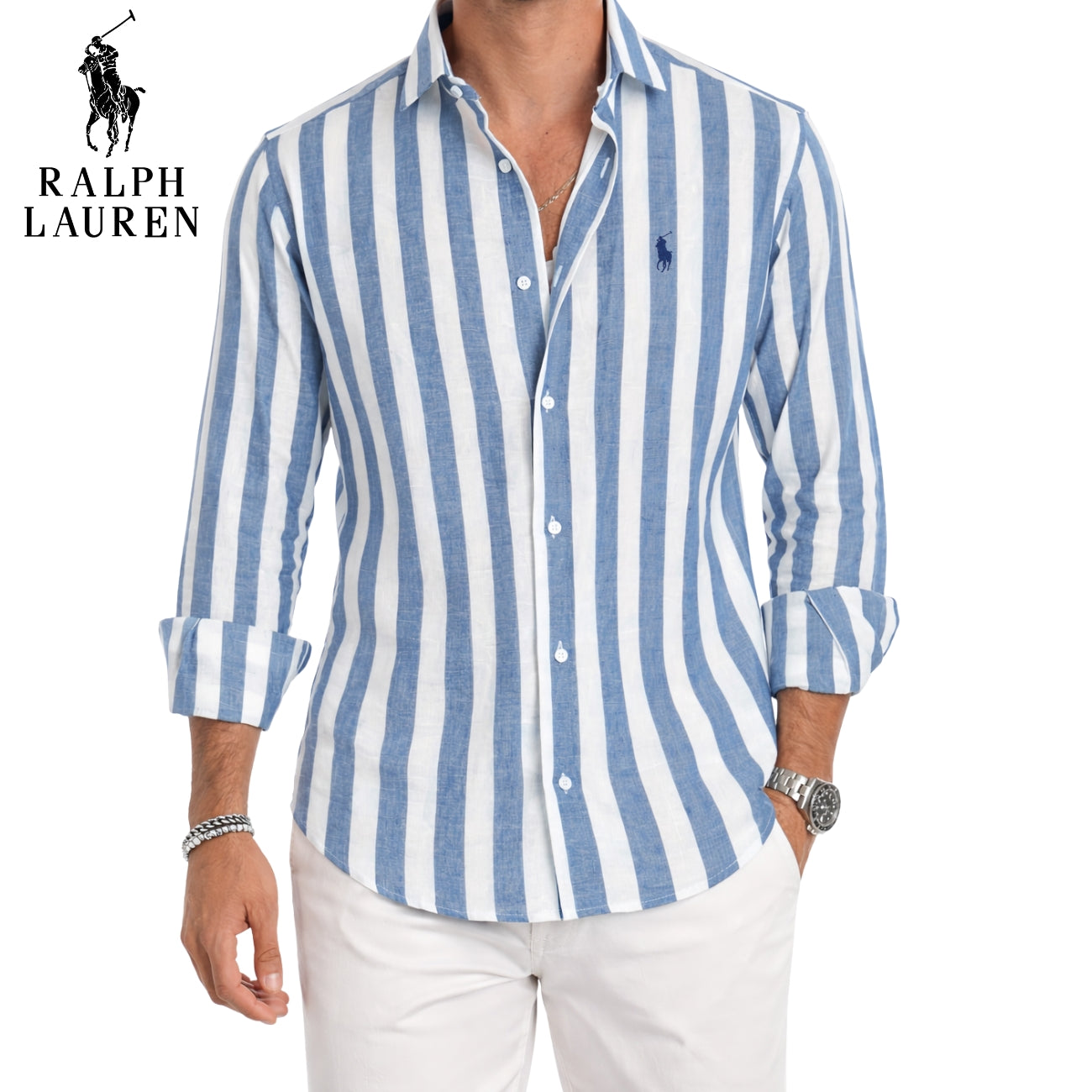 RL® - Chemise décontractée rayée de qualité supérieure