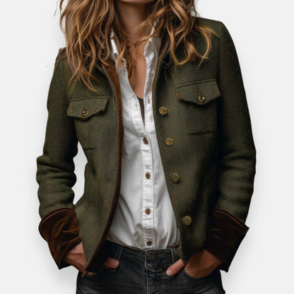 Geraldine – Veste en tweed avec détails en velours