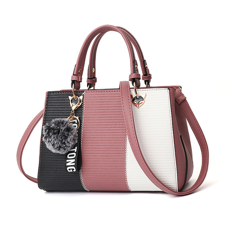 Sac à main patchwork pour femmes avec pompon