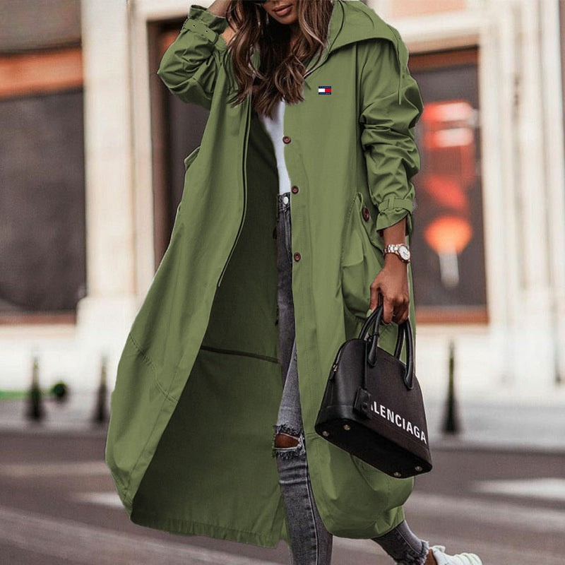 Manteau long à capuche pour femme