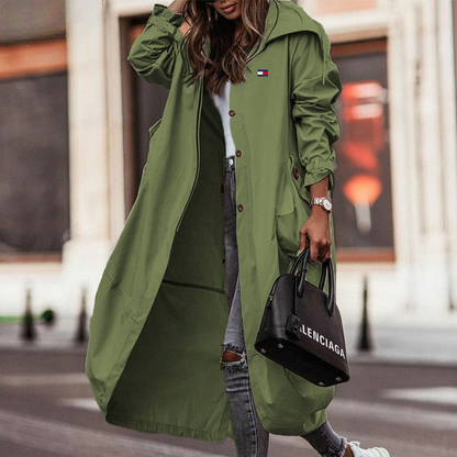 Manteau long à capuche pour femme