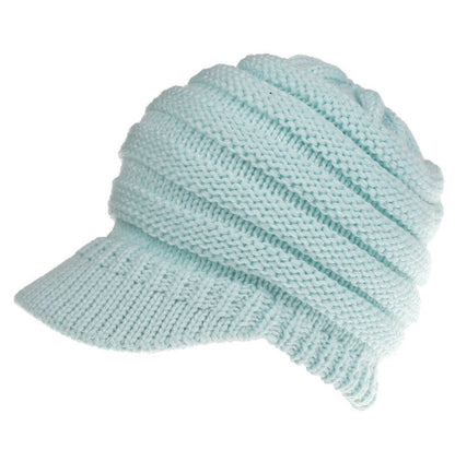 Bonnet en maille souple pour femme avec trou pour queue de cheval