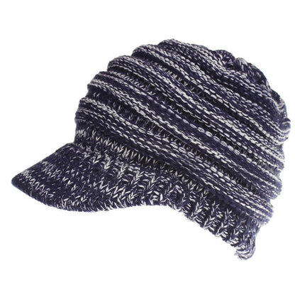 Bonnet en maille souple pour femme avec trou pour queue de cheval