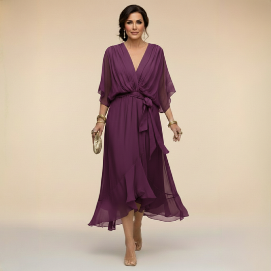 Arabella | Fließendes V-Ausschnitt-Silhouette-Kleid