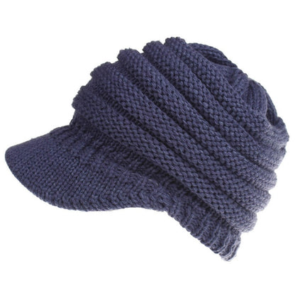 Bonnet en maille souple pour femme avec trou pour queue de cheval