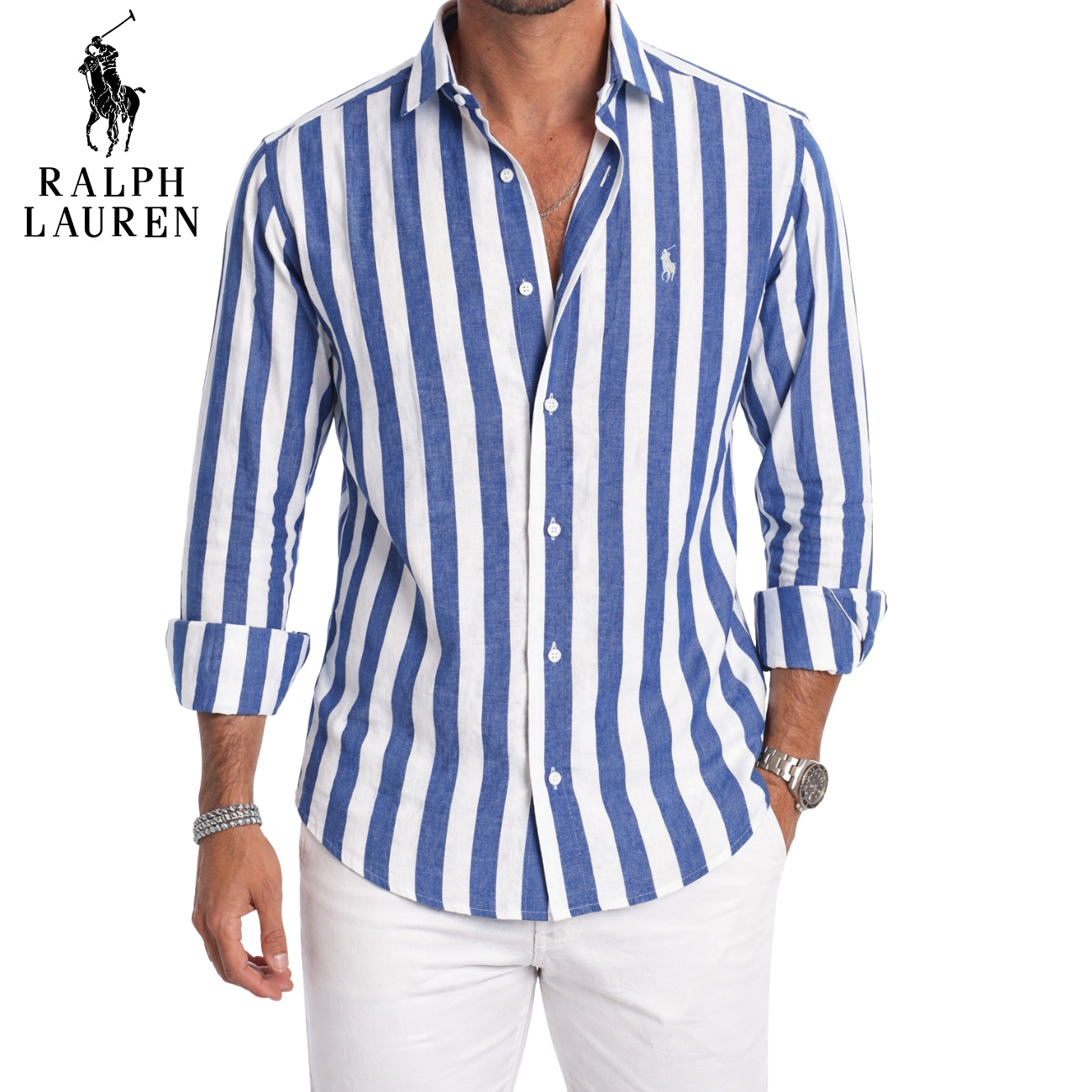RL® - Chemise décontractée rayée de qualité supérieure