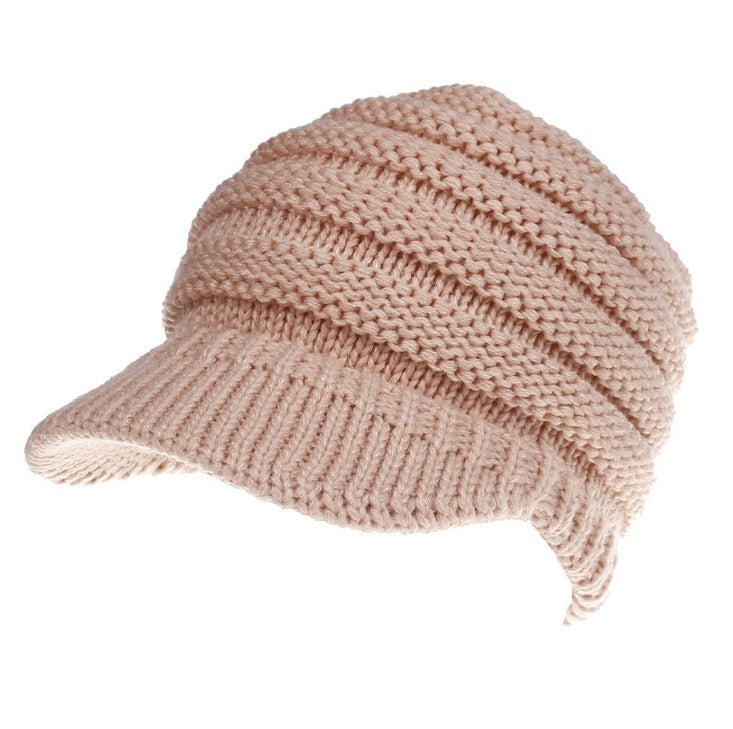 Bonnet en maille souple pour femme avec trou pour queue de cheval