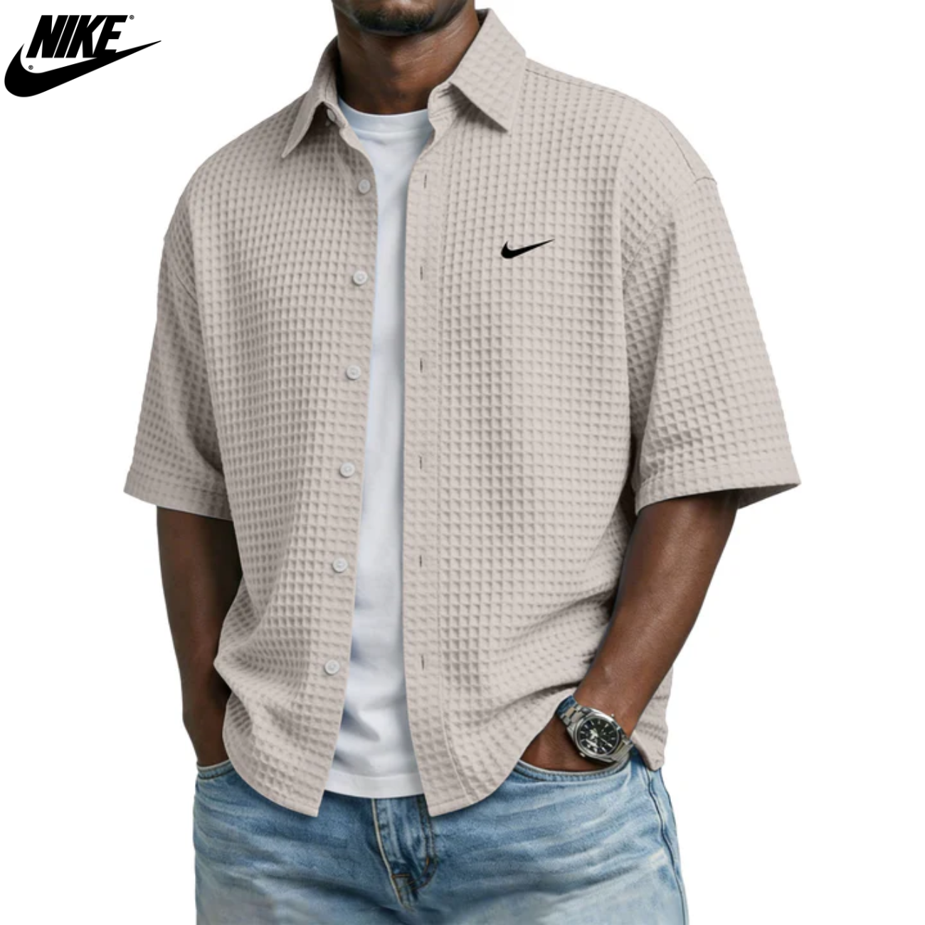 Chemise boutonnée texturée d'été
