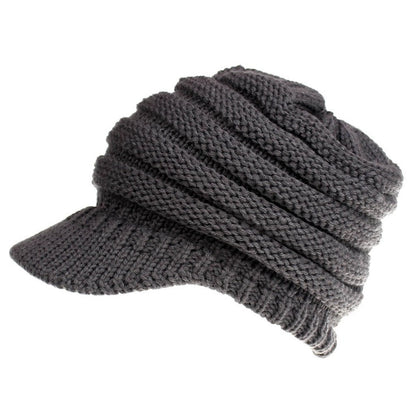 Bonnet en maille souple pour femme avec trou pour queue de cheval