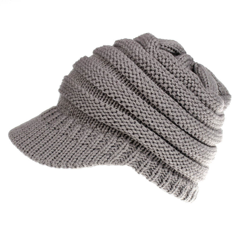 Bonnet en maille souple pour femme avec trou pour queue de cheval