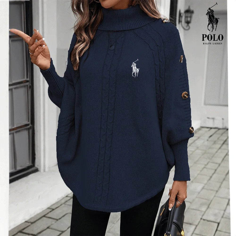 Poncho Pull Élégant en Tricot – Style Doux et Chic