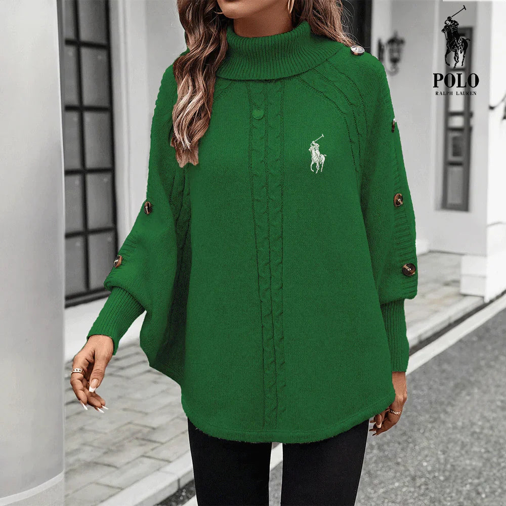 Poncho Pull Élégant en Tricot – Style Doux et Chic