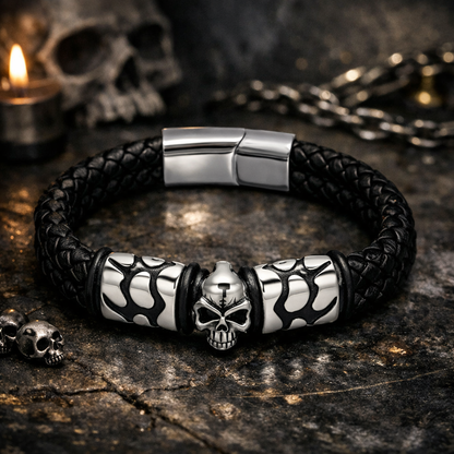 Bracelet Tête de Mort Obsidienne