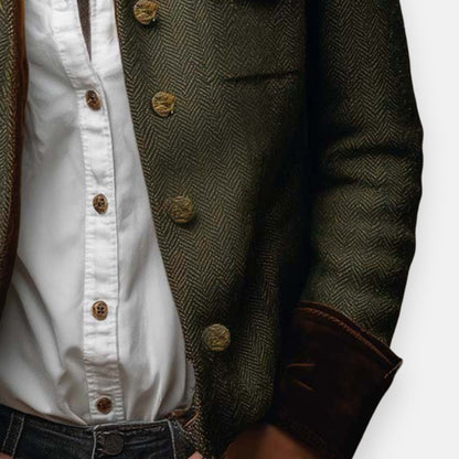 Geraldine – Veste en tweed avec détails en velours