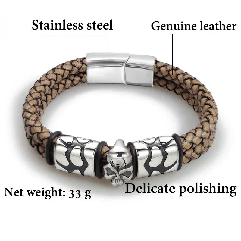 Bracelet Tête de Mort Obsidienne