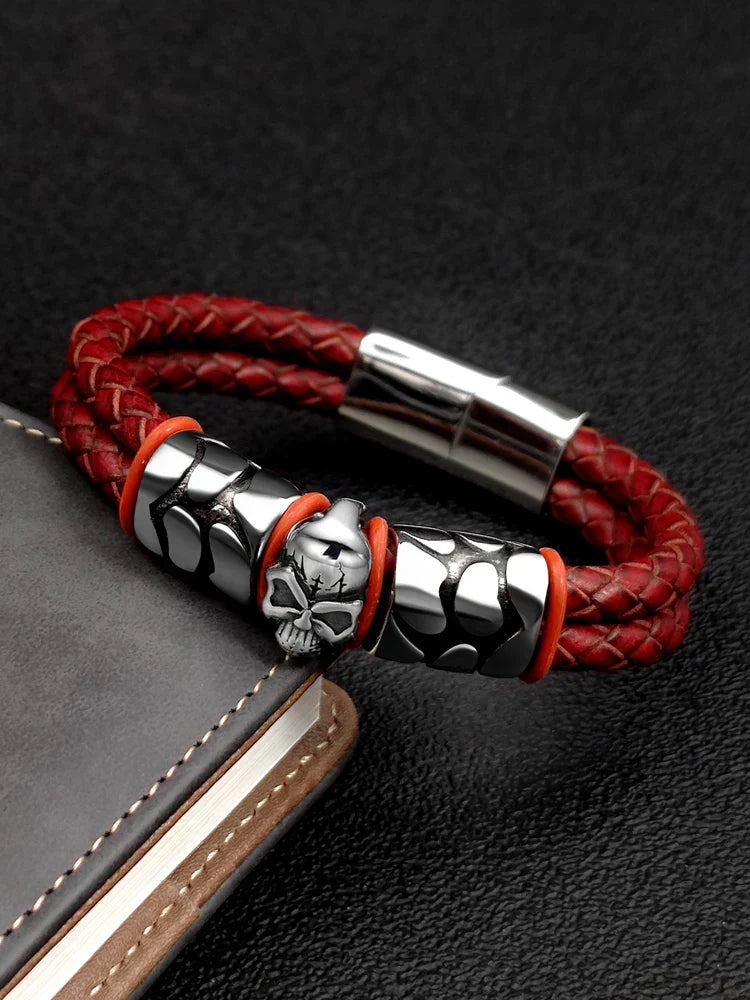 Bracelet Tête de Mort Obsidienne