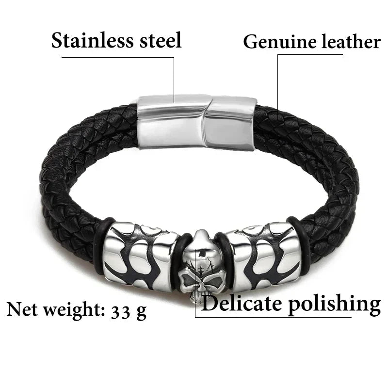 Bracelet Tête de Mort Obsidienne