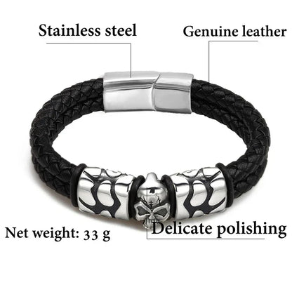 Bracelet Tête de Mort Obsidienne