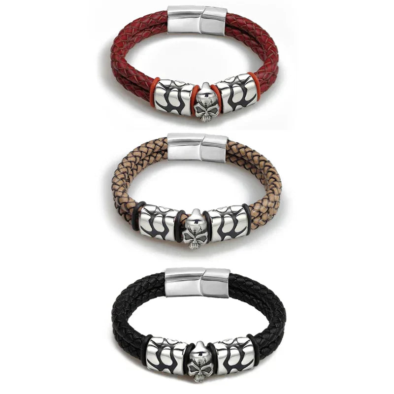 Bracelet Tête de Mort Obsidienne