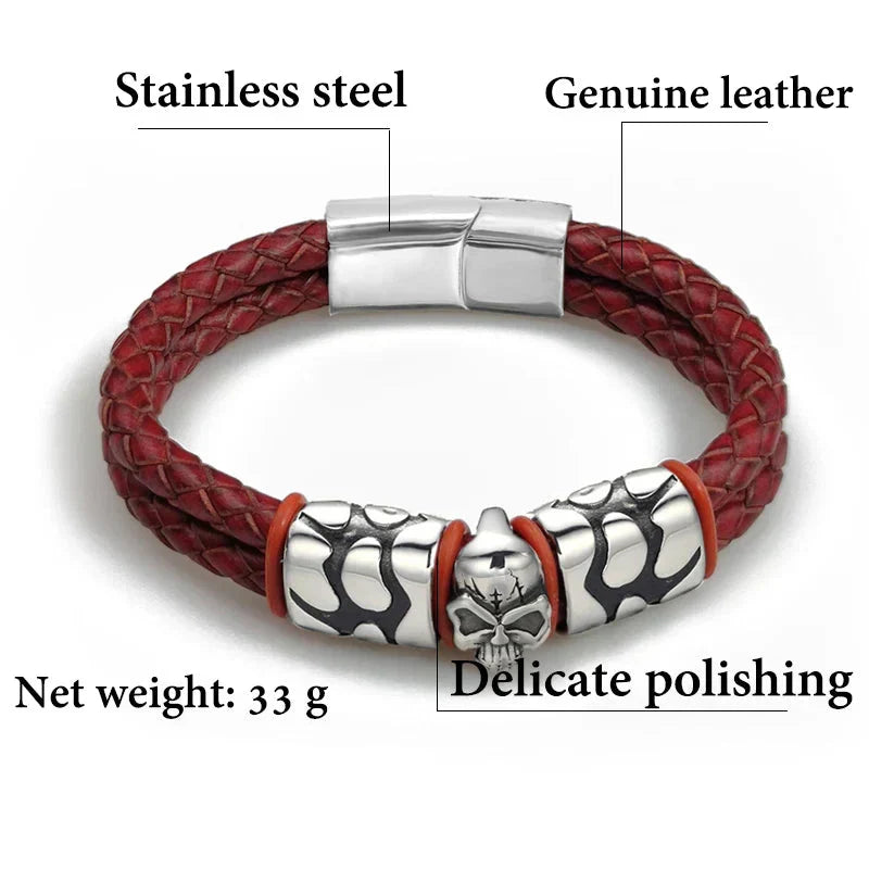 Bracelet Tête de Mort Obsidienne
