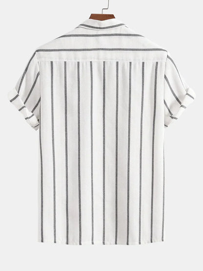 Ensemble chemise cubaine rayée et short homme