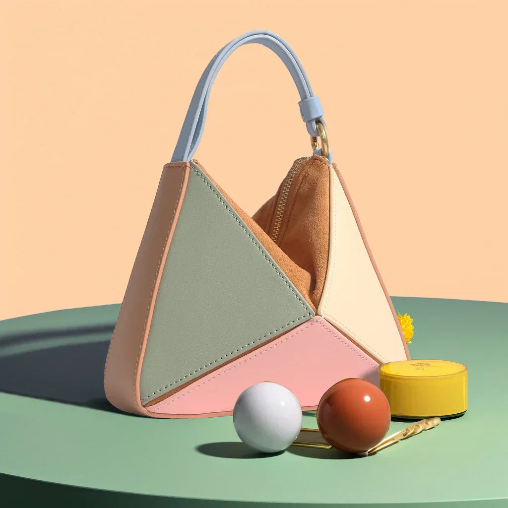 Pyramidenförmige Colorblock-Handtasche