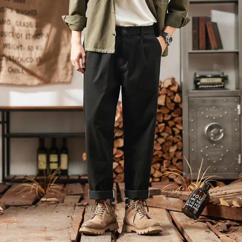 Pantalon taille haute rustique