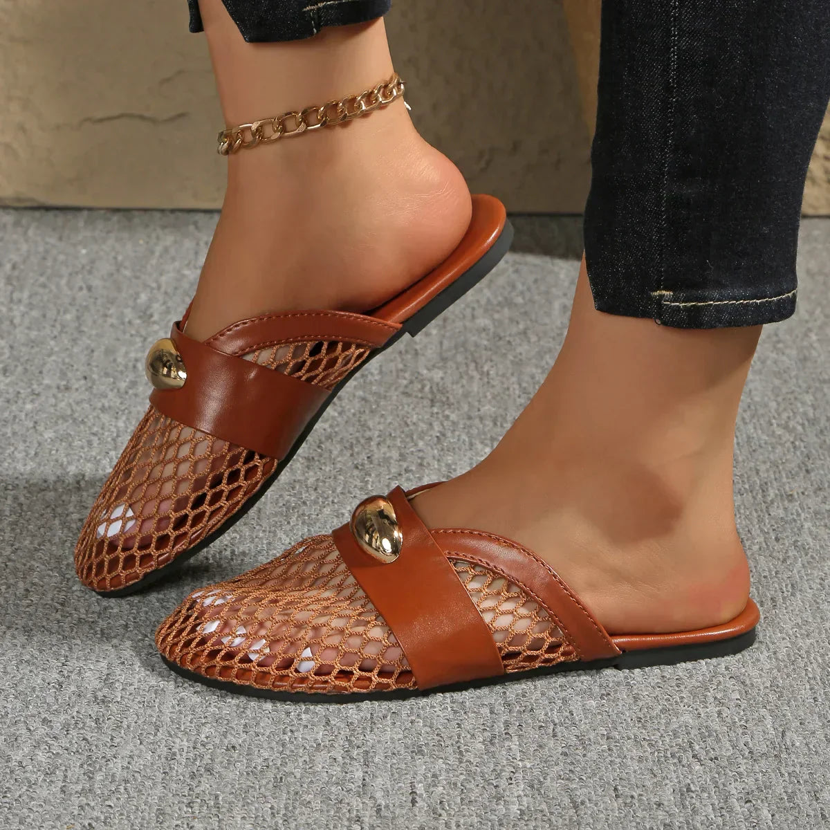 Mules résille Golden Charm
