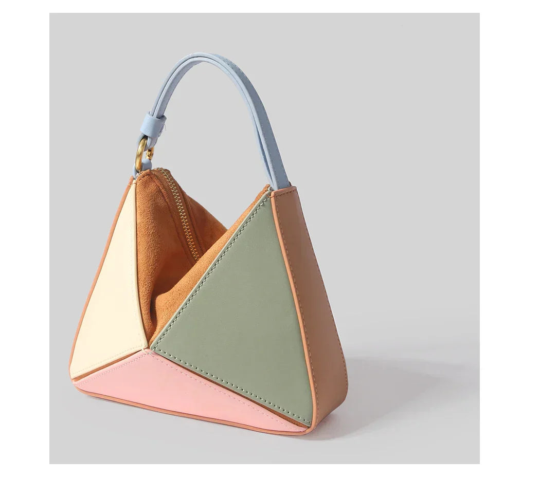 Pyramidenförmige Colorblock-Handtasche