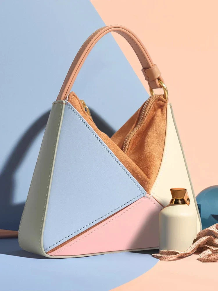 Pyramidenförmige Colorblock-Handtasche