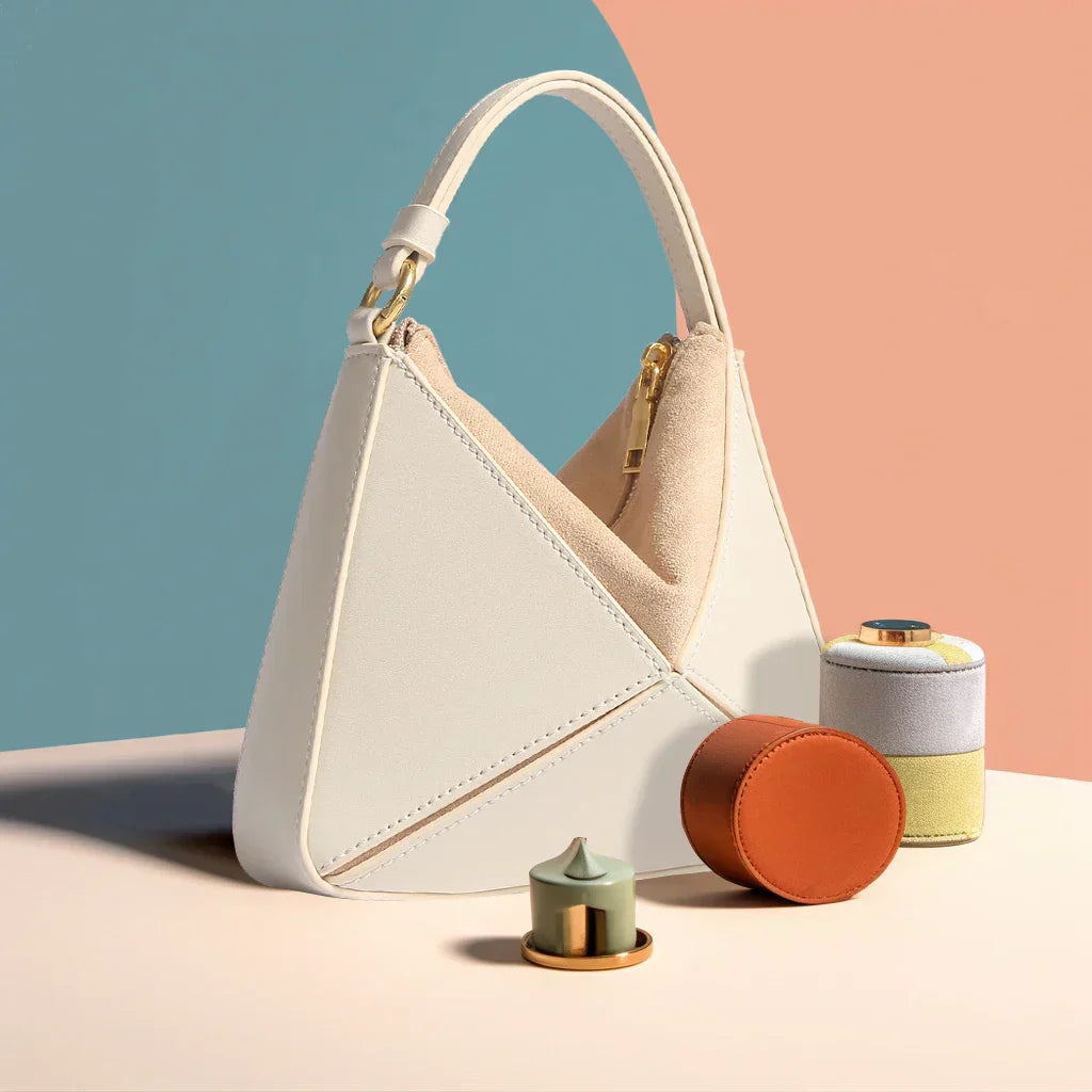 Pyramidenförmige Colorblock-Handtasche