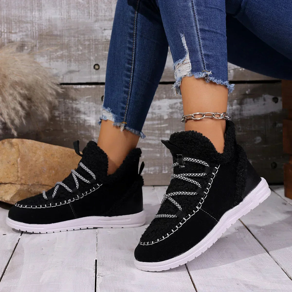 Botte-basket Aspen en peau lainée