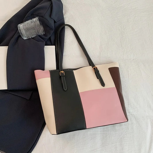 Colorblock-Patchwork-Tragetasche