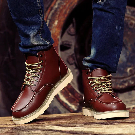 Leder-Amped-Stiefel