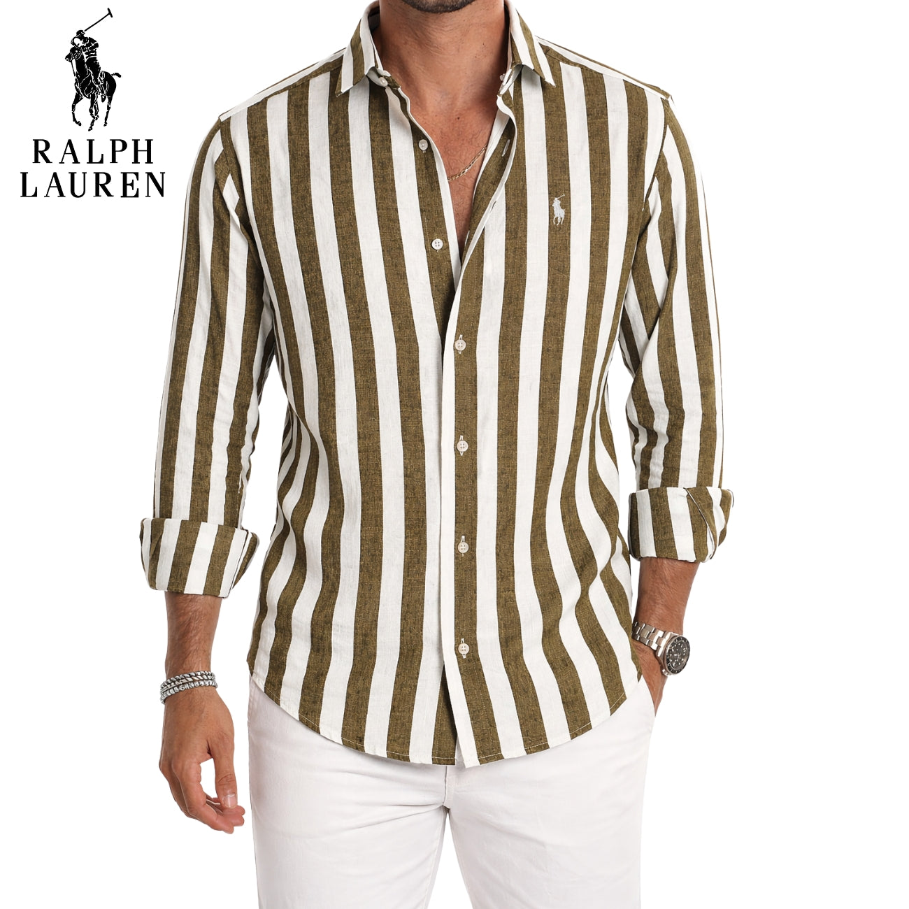 RL® - Chemise décontractée rayée de qualité supérieure