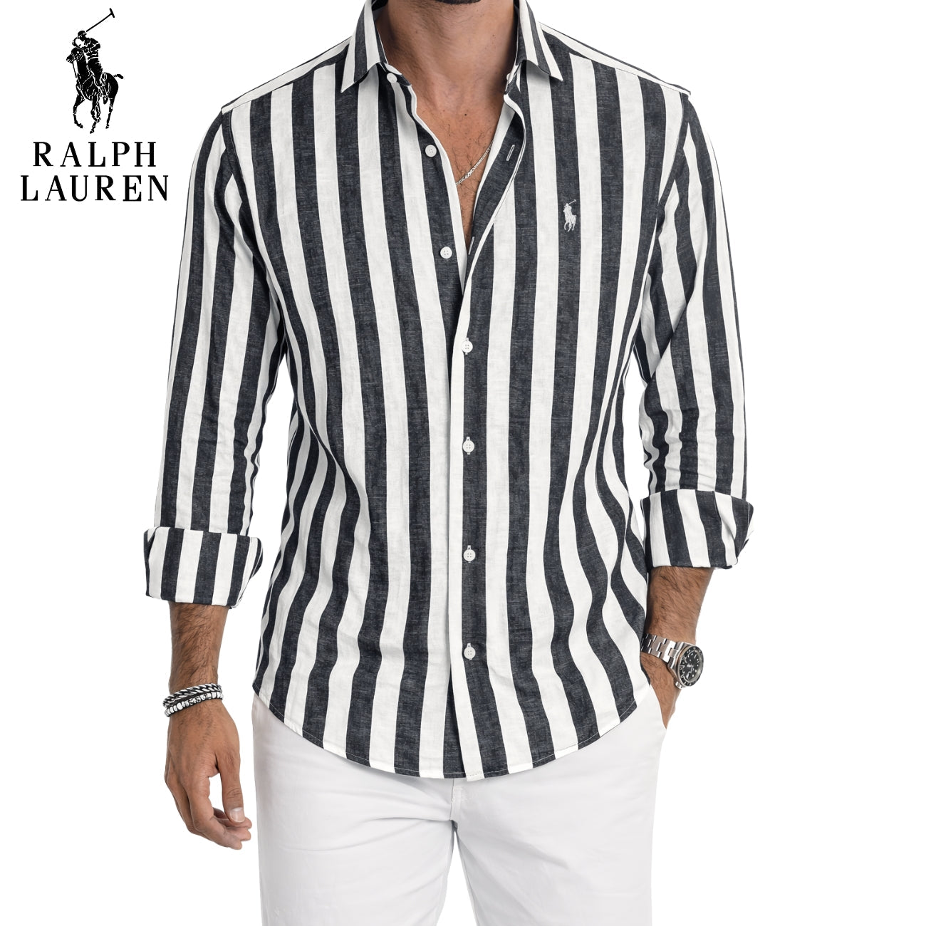 RL® - Chemise décontractée rayée de qualité supérieure