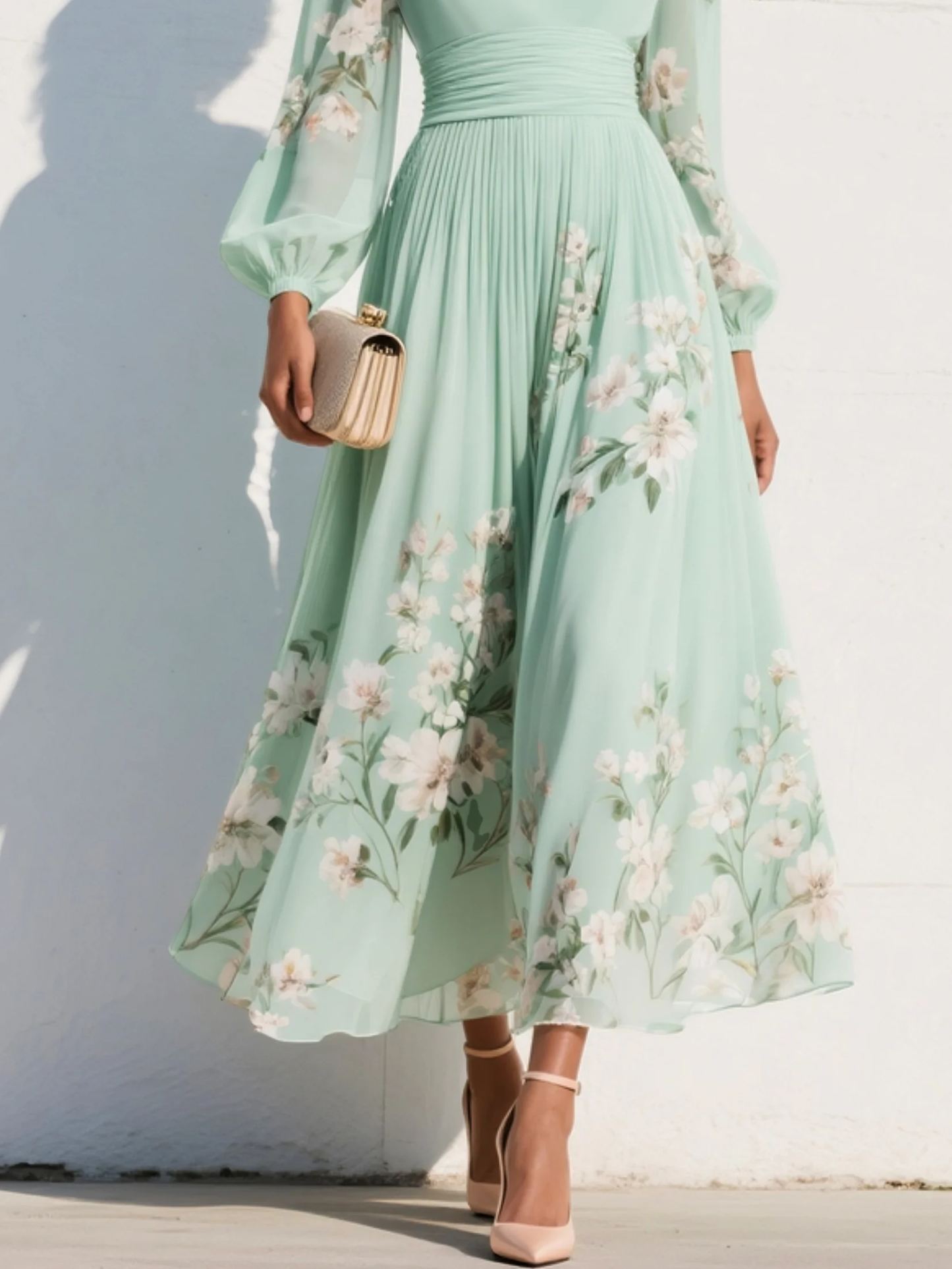 Odelia – Robe midi florale à la silhouette fluide