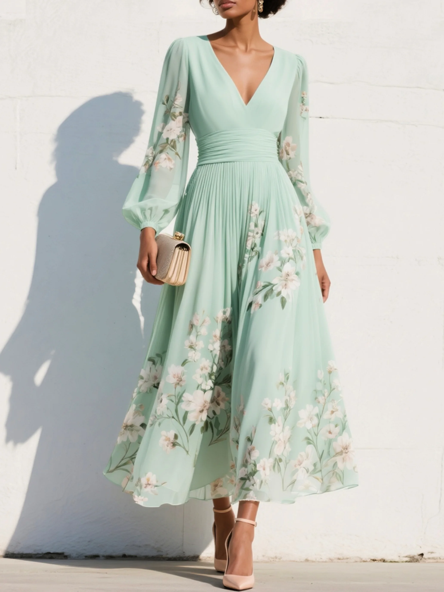 Odelia – Robe midi florale à la silhouette fluide